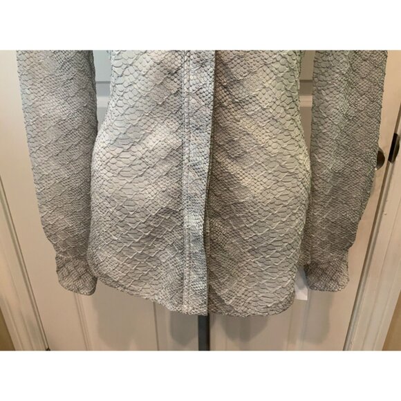 Victoria Beckham Gray & Black Sheer Snakeskin Print Button-Up Shirt $795, Size 4 - Picture 3 of 10